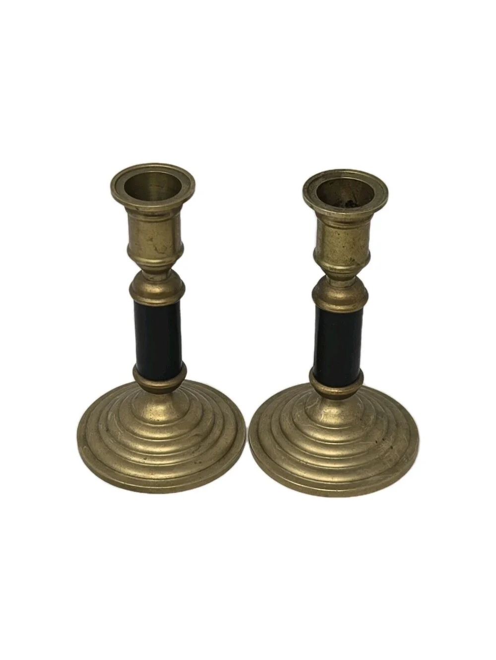 Vintage Mid Century Modern Brass Candle Holders Pair 5